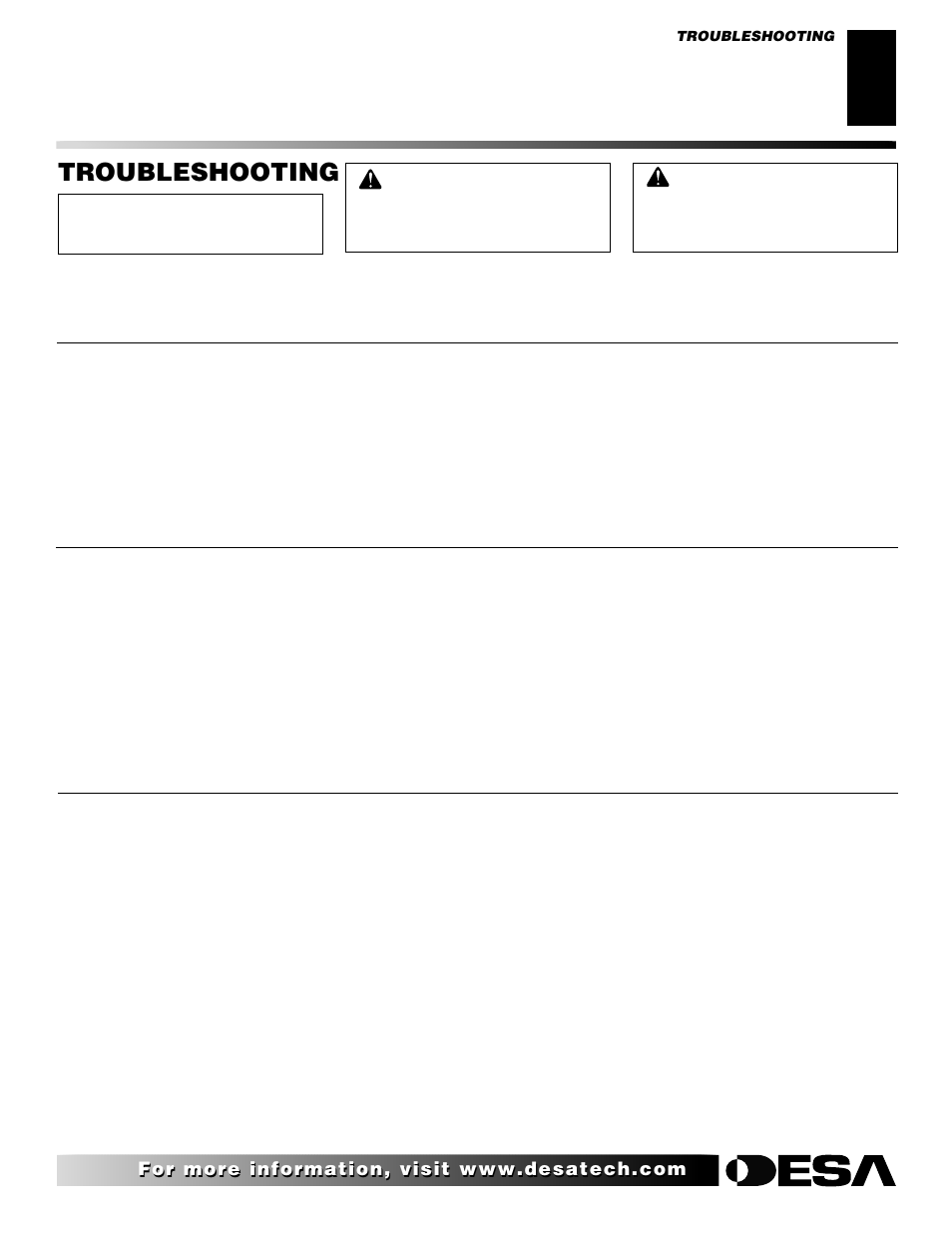 Troubleshooting | Desa FLAME-MAX Golden User Manual | Page 25 / 48