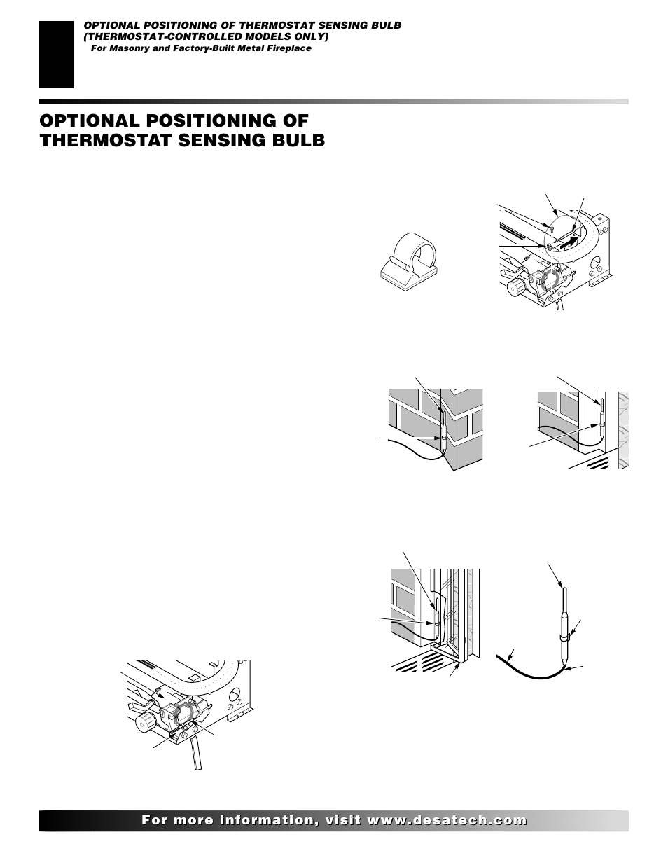 Optional positioning of thermostat sensing bulb | Desa FLAME-MAX Golden User Manual | Page 28 / 48