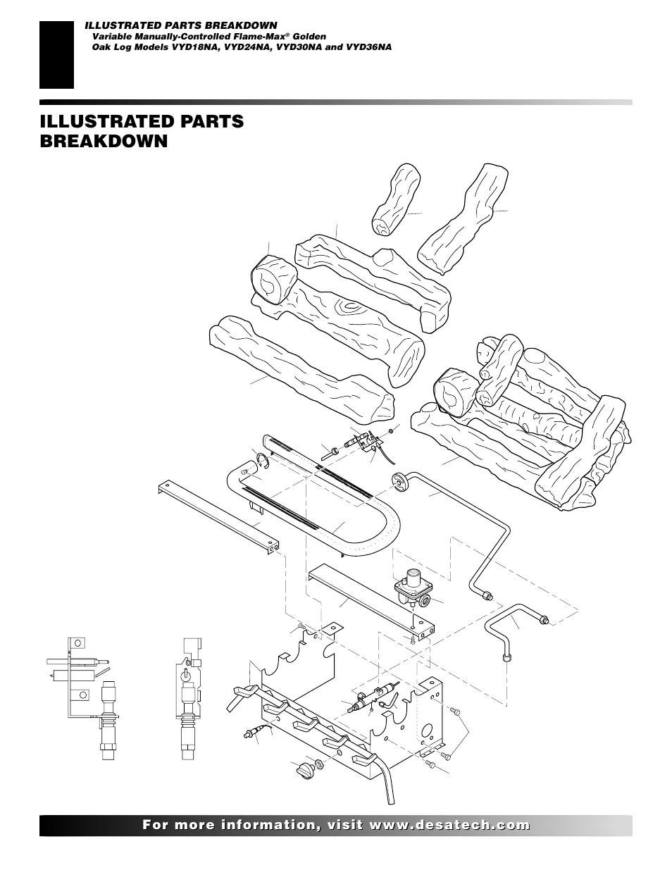 Illustrated parts breakdown, Variable manually-controlled flame-max, 20 - ods pilot (natural gas) | Desa FLAME-MAX Golden User Manual | Page 36 / 48