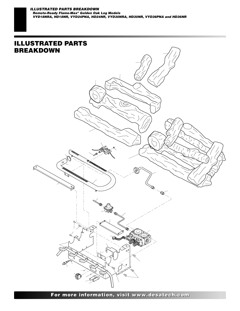 Illustrated parts breakdown, Remote-ready flame-max | Desa FLAME-MAX Golden User Manual | Page 42 / 48