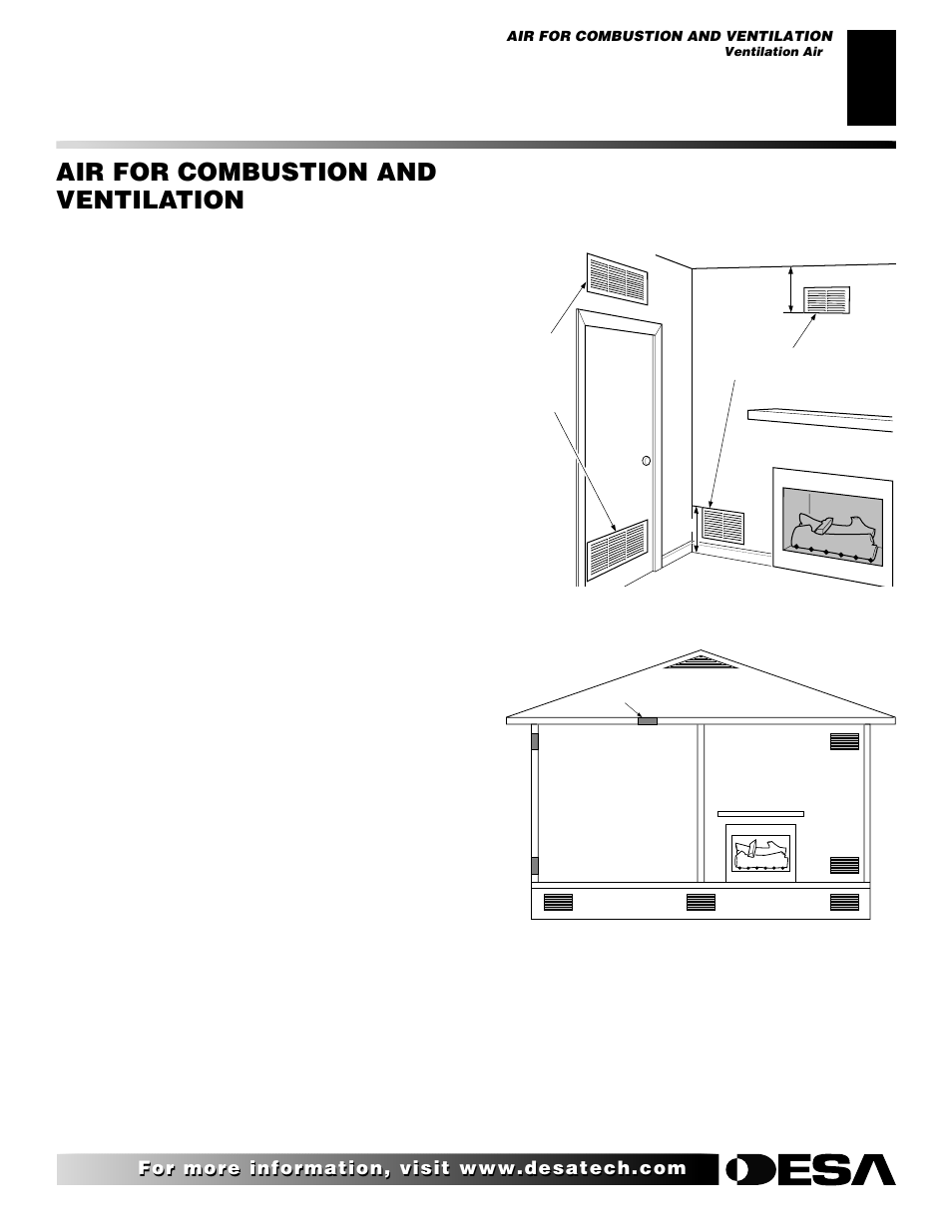 Air for combustion and ventilation, Continued, Ventilation air | Desa FLAME-MAX Golden User Manual | Page 7 / 48