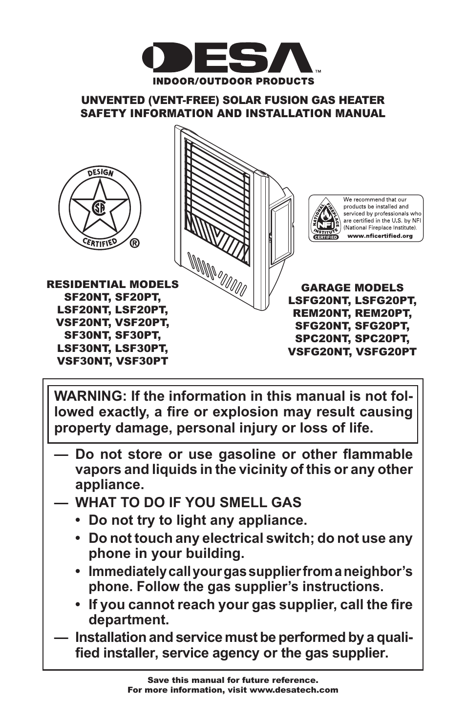 Desa VSF30NT User Manual | 48 pages