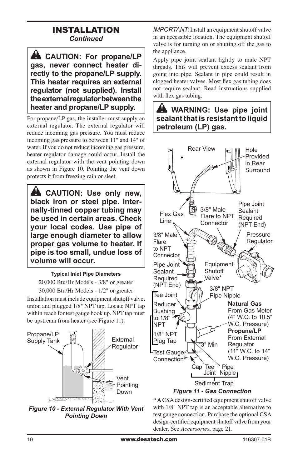 Installation | Desa VSF30NT User Manual | Page 10 / 48