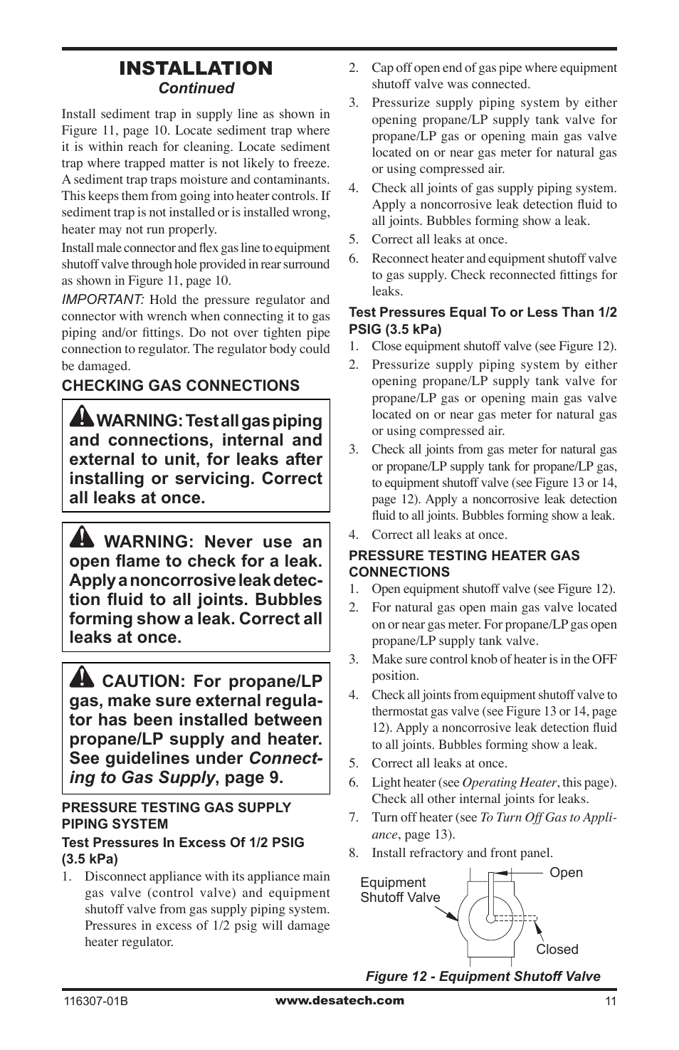 Installation | Desa VSF30NT User Manual | Page 11 / 48
