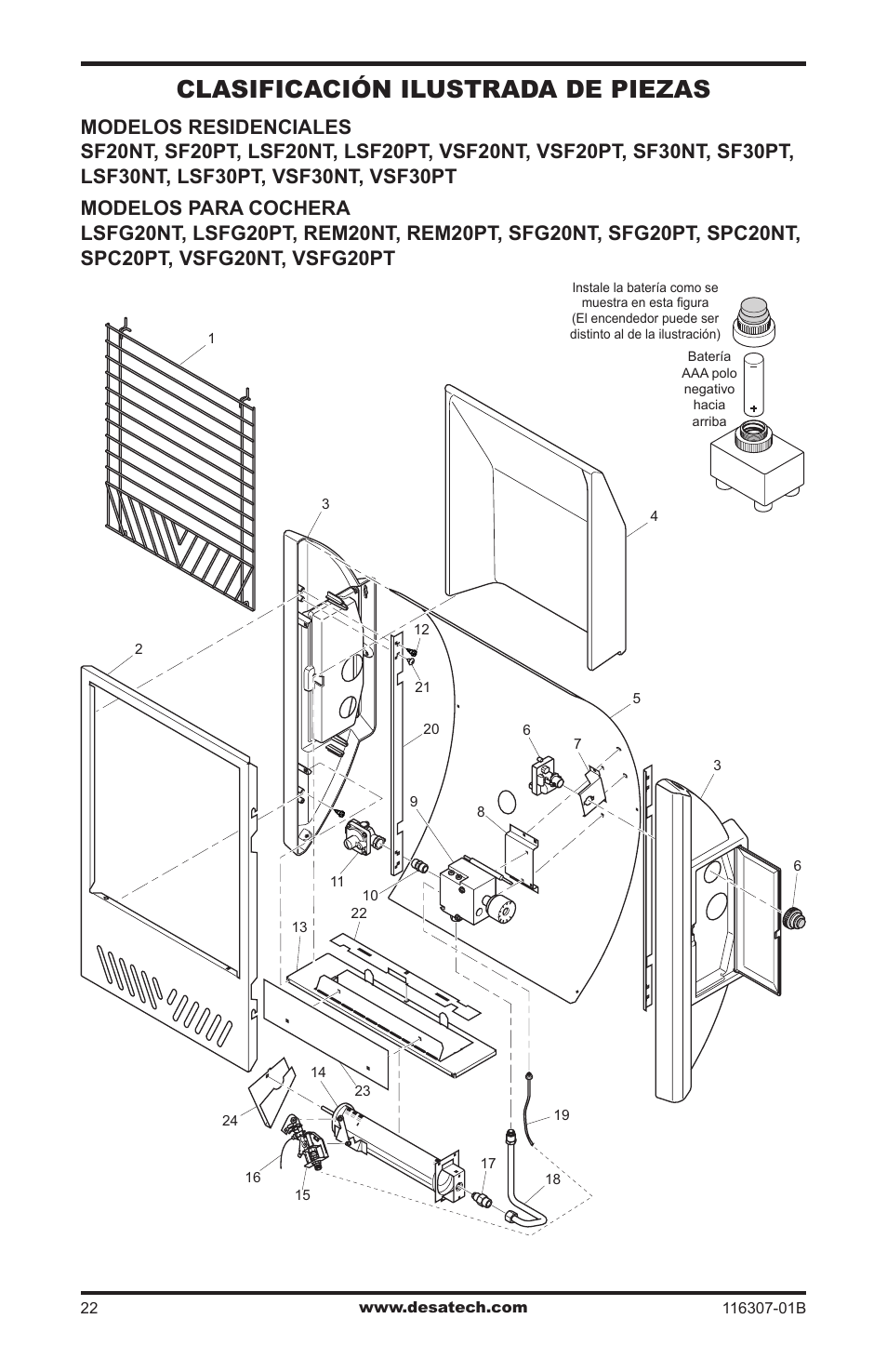 Clasificación ilustrada de piezas | Desa VSF30NT User Manual | Page 46 / 48