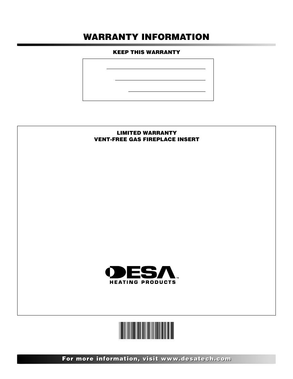 Warranty information | Desa VI33NR VI33PR User Manual | Page 34 / 34