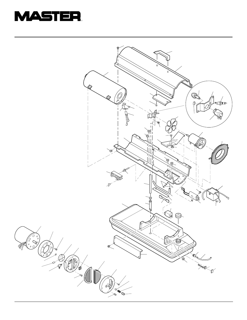 Portable forced air heaters, Illustrated parts breakdown, Motor and pump assembly | Desa BY150CEB User Manual | Page 14 / 24