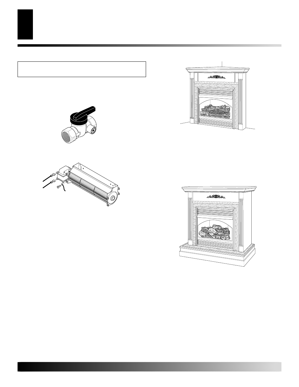 Accessories, Equipment shutoff valve - ga5010, Duplex outlet kit - ga3555 (not shown) | Corner mantel, Cabinet mantel | Desa EFS33NR  EU User Manual | Page 28 / 34