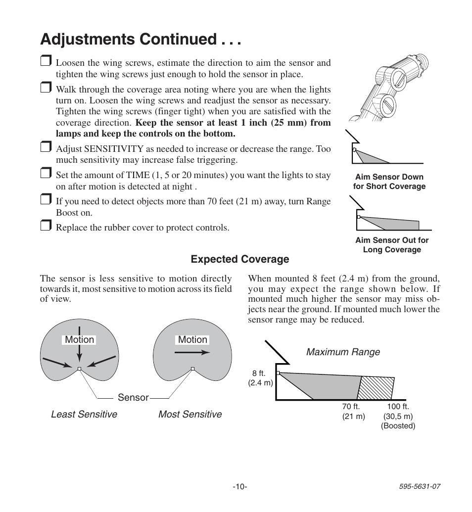 Adjustments continued | Desa JOURNEYMAN HD-9240 User Manual | Page 10 / 42