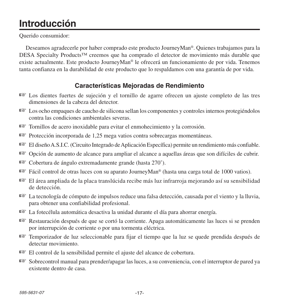 Introducción | Desa JOURNEYMAN HD-9240 User Manual | Page 17 / 42