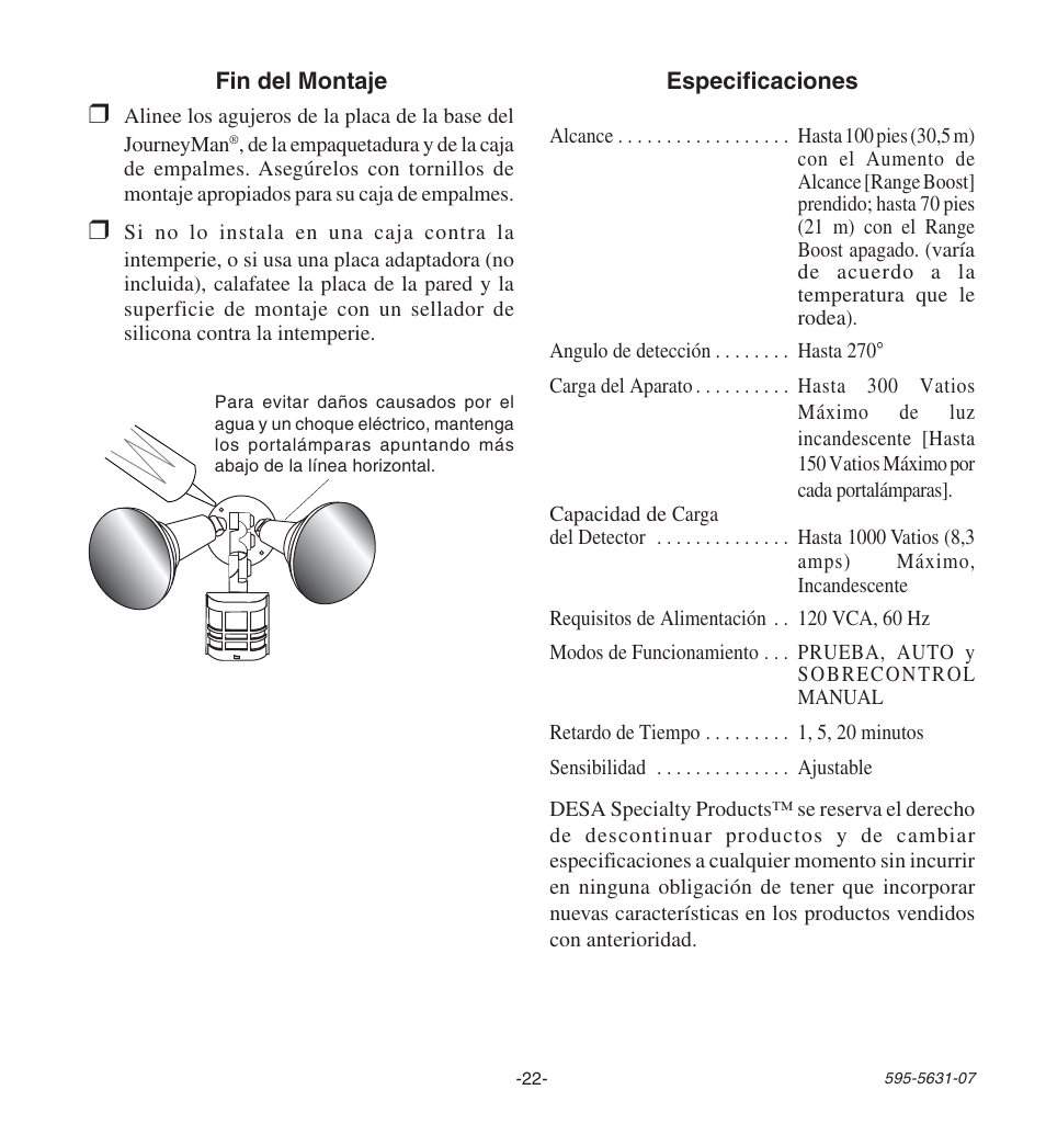 Desa JOURNEYMAN HD-9240 User Manual | Page 22 / 42