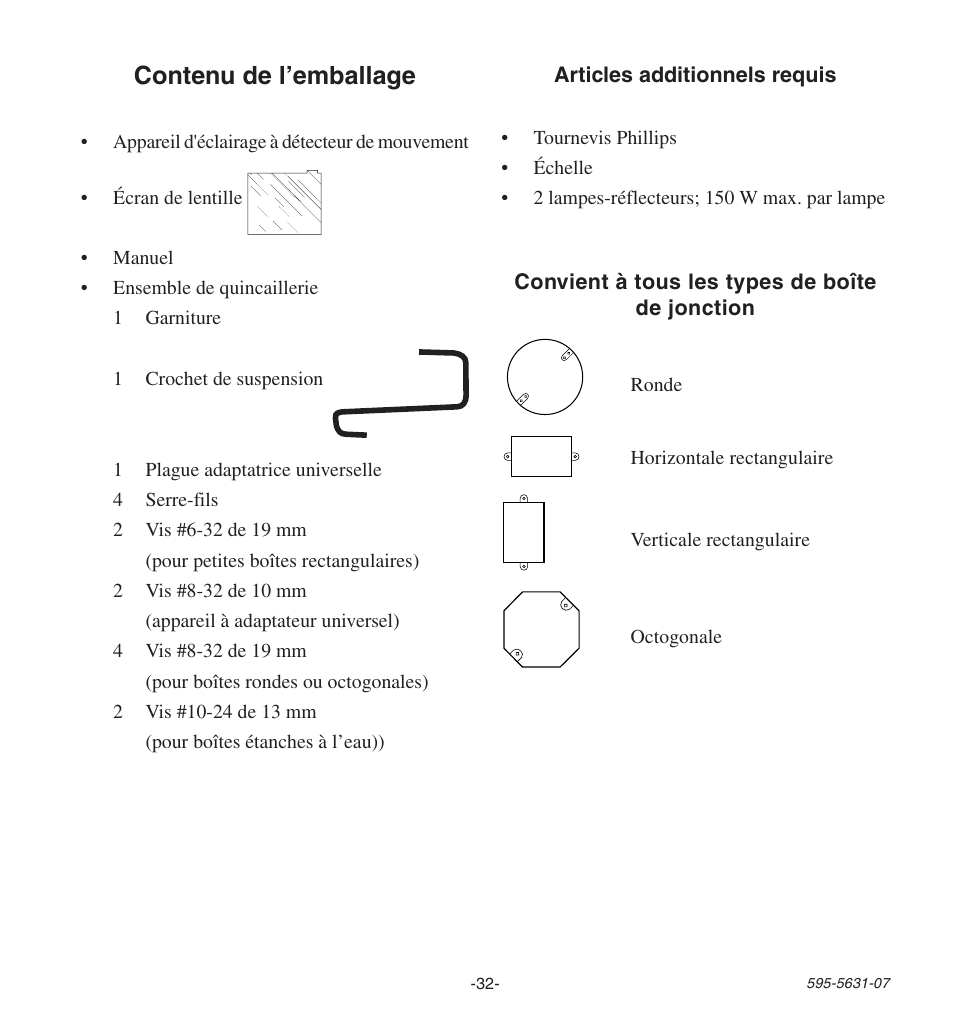 Contenu de l’emballage | Desa JOURNEYMAN HD-9240 User Manual | Page 32 / 42