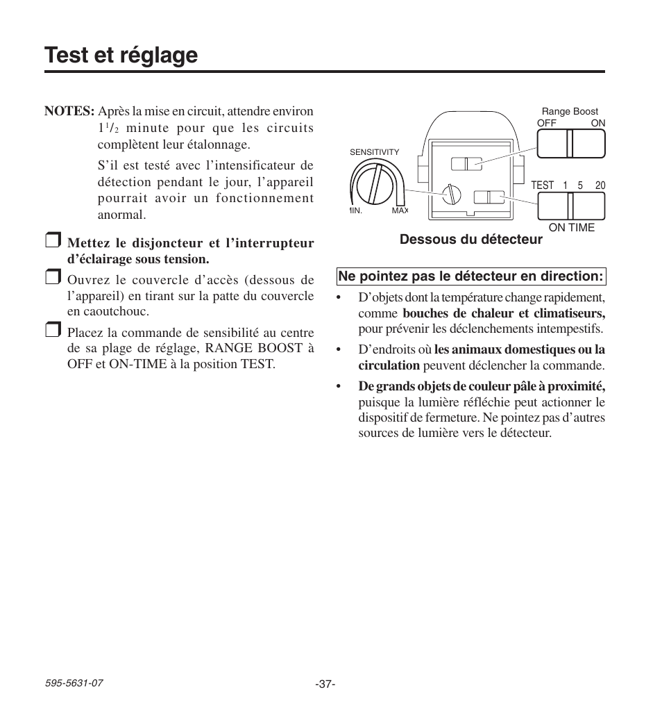 Test et réglage | Desa JOURNEYMAN HD-9240 User Manual | Page 37 / 42