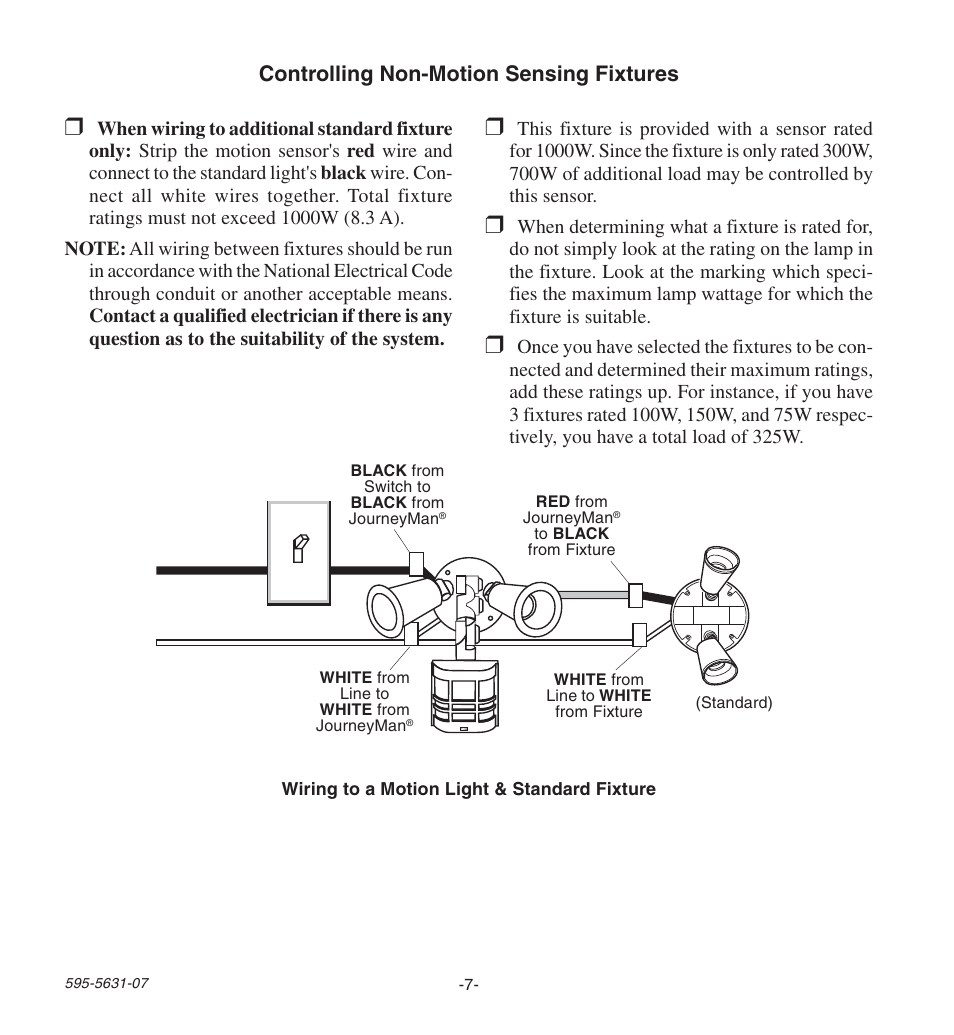 Controlling non-motion sensing fixtures | Desa JOURNEYMAN HD-9240 User Manual | Page 7 / 42