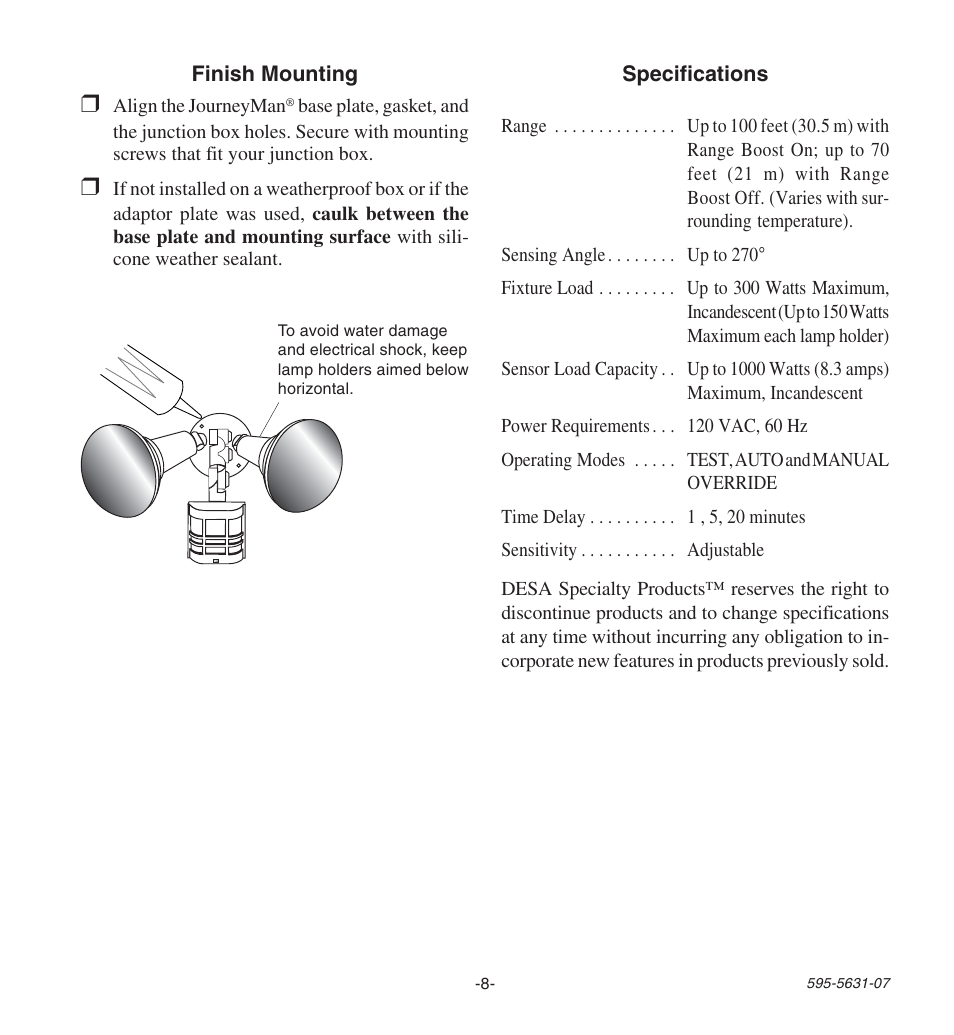 Desa JOURNEYMAN HD-9240 User Manual | Page 8 / 42