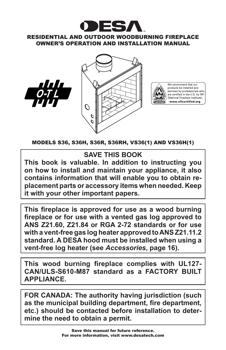 Desa S36R User Manual | 20 pages