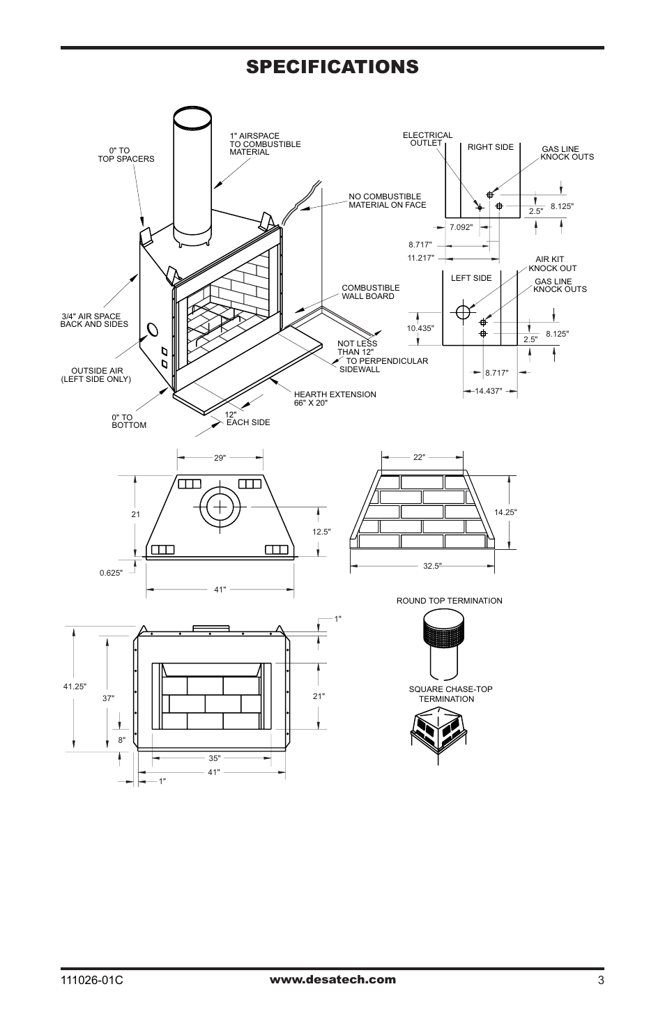 Specifications | Desa S36R User Manual | Page 3 / 20