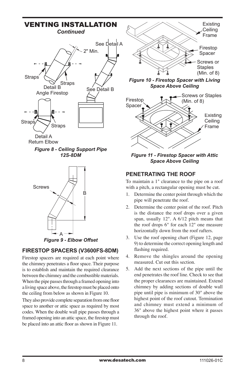 Venting installation | Desa S36R User Manual | Page 8 / 20
