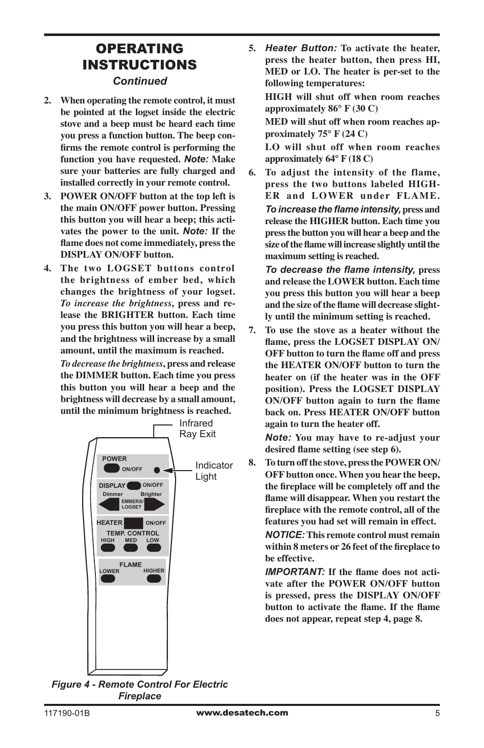 Operating instructions | Desa VESBMR User Manual | Page 5 / 12