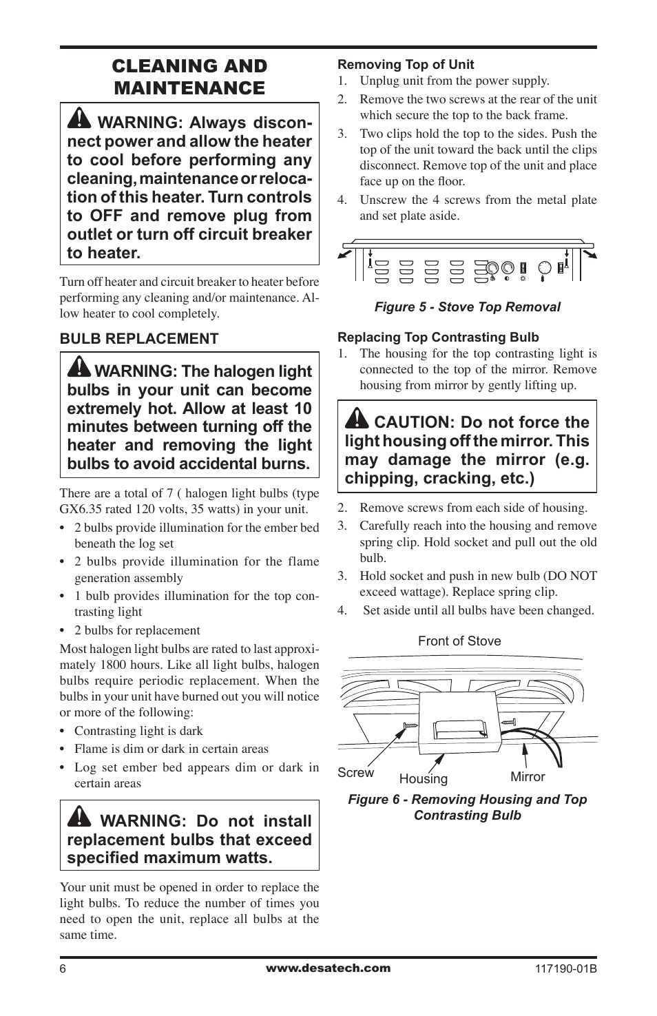 Cleaning and maintenance | Desa VESBMR User Manual | Page 6 / 12