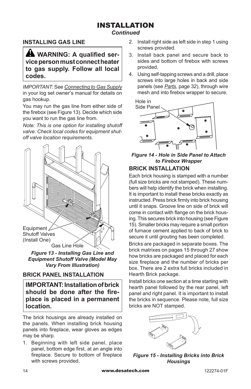 Installation | Desa VCM-50U User Manual | Page 14 / 36