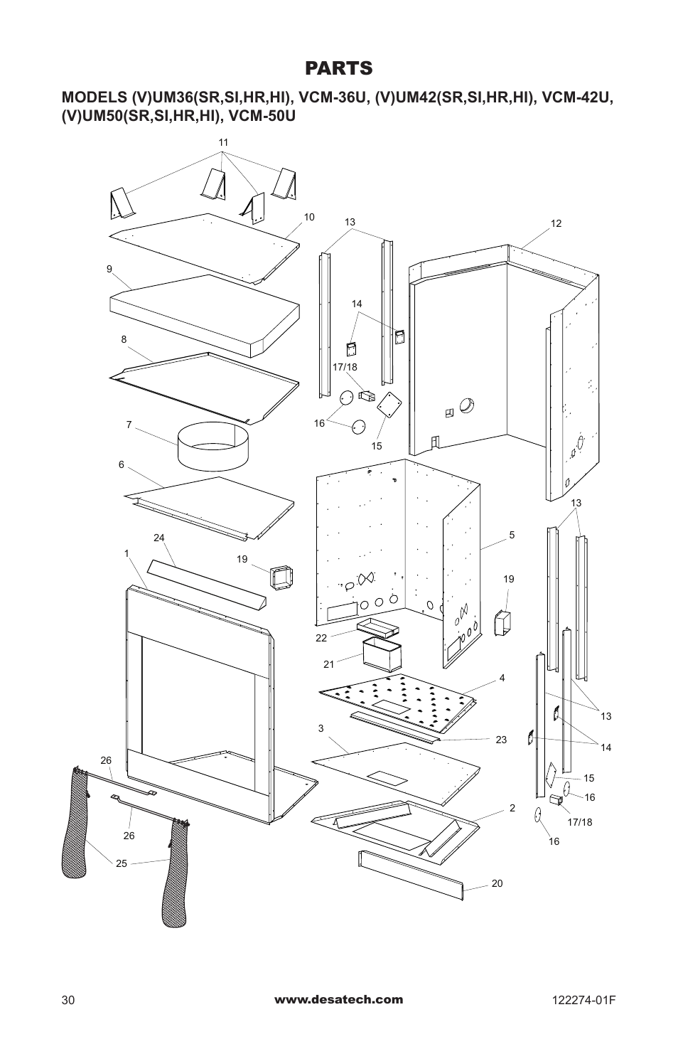Parts | Desa VCM-50U User Manual | Page 30 / 36