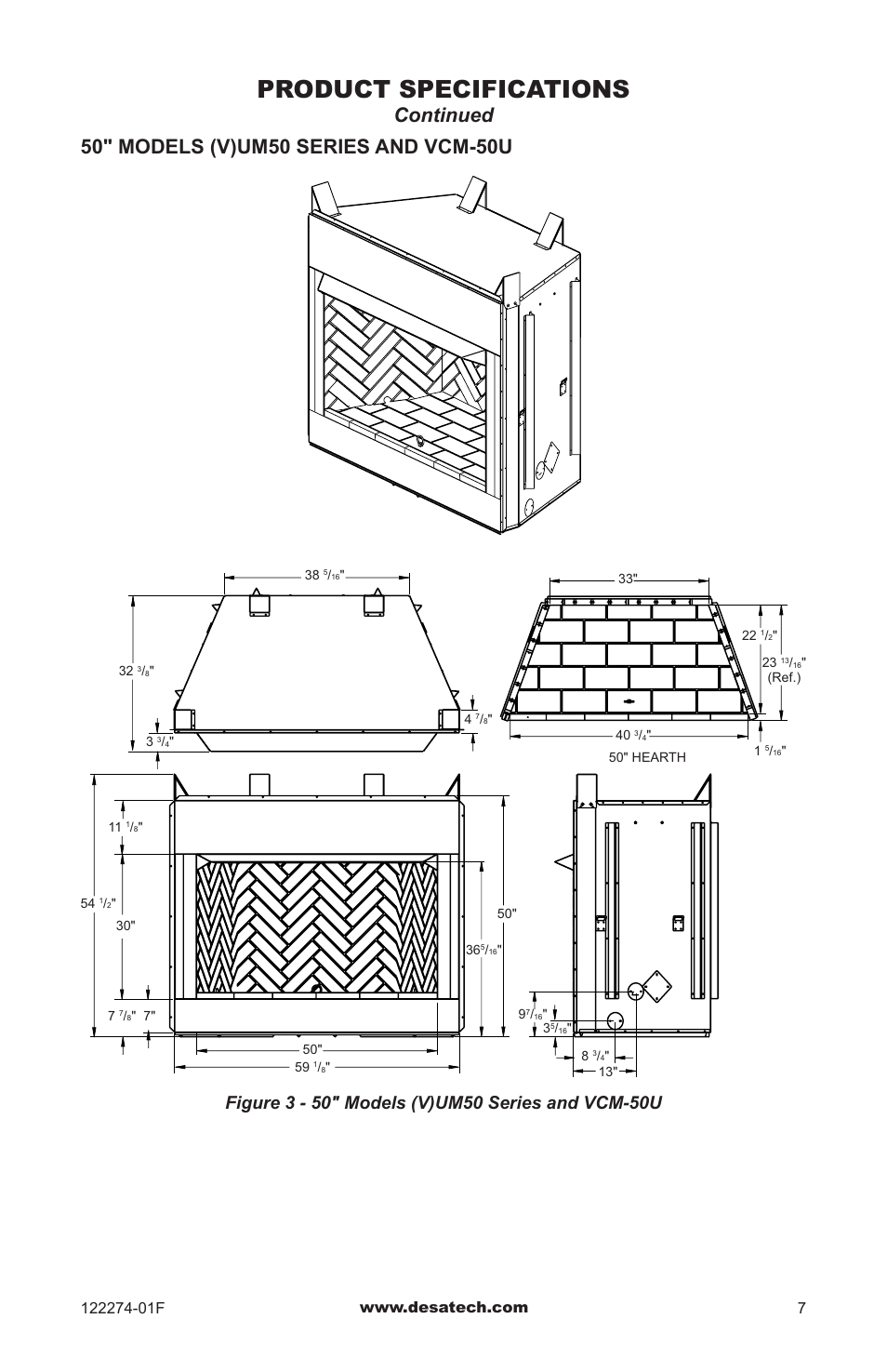 Product specifications | Desa VCM-50U User Manual | Page 7 / 36