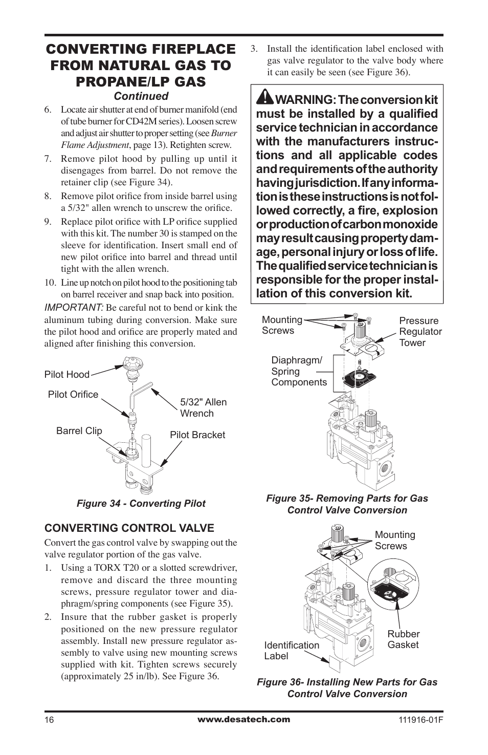 Continued converting control valve | Desa CD42M-A2 User Manual | Page 16 / 24