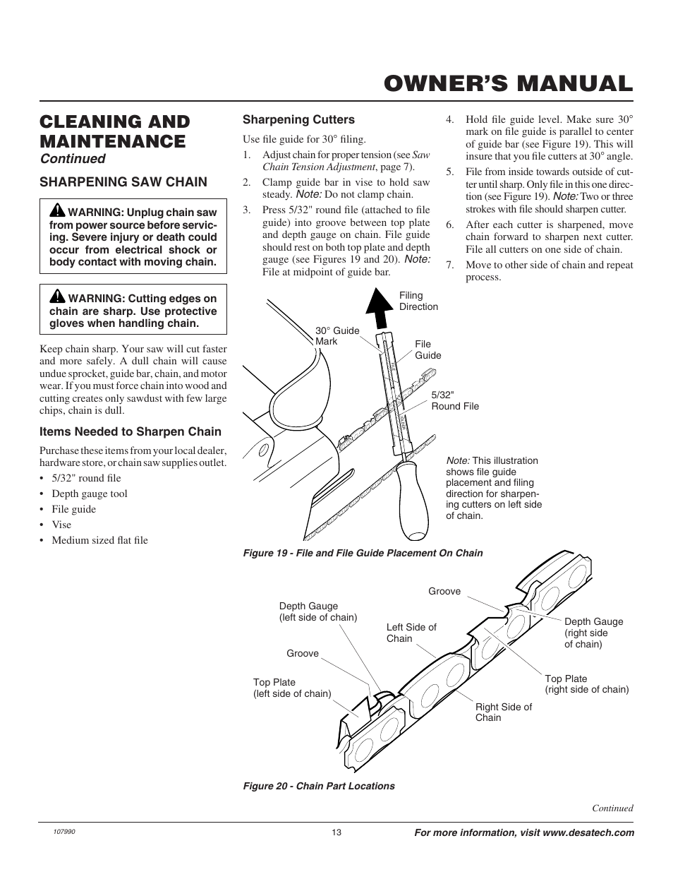 Owner’s manual, Cleaning and maintenance, Continued | Remington 075762J User Manual | Page 13 / 24