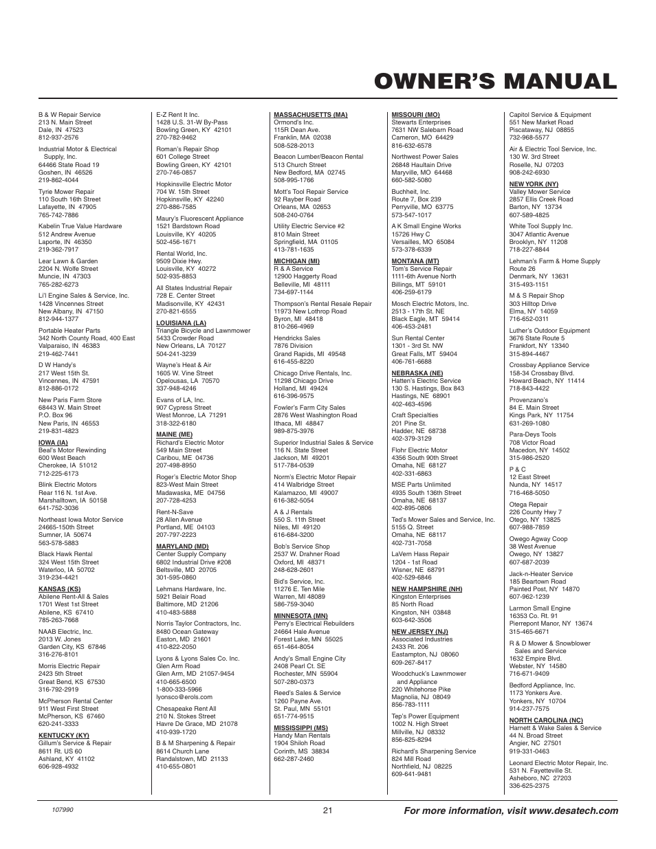 Owner’s manual | Remington 075762J User Manual | Page 21 / 24