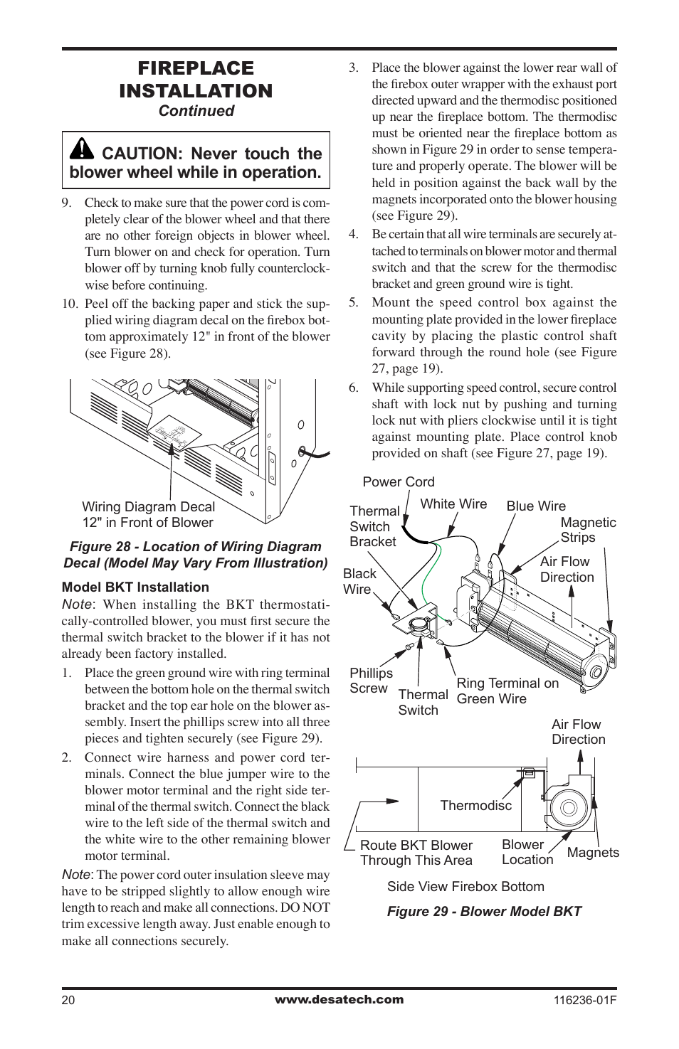 Fireplace installation | Desa CGCDV42NR User Manual | Page 20 / 44