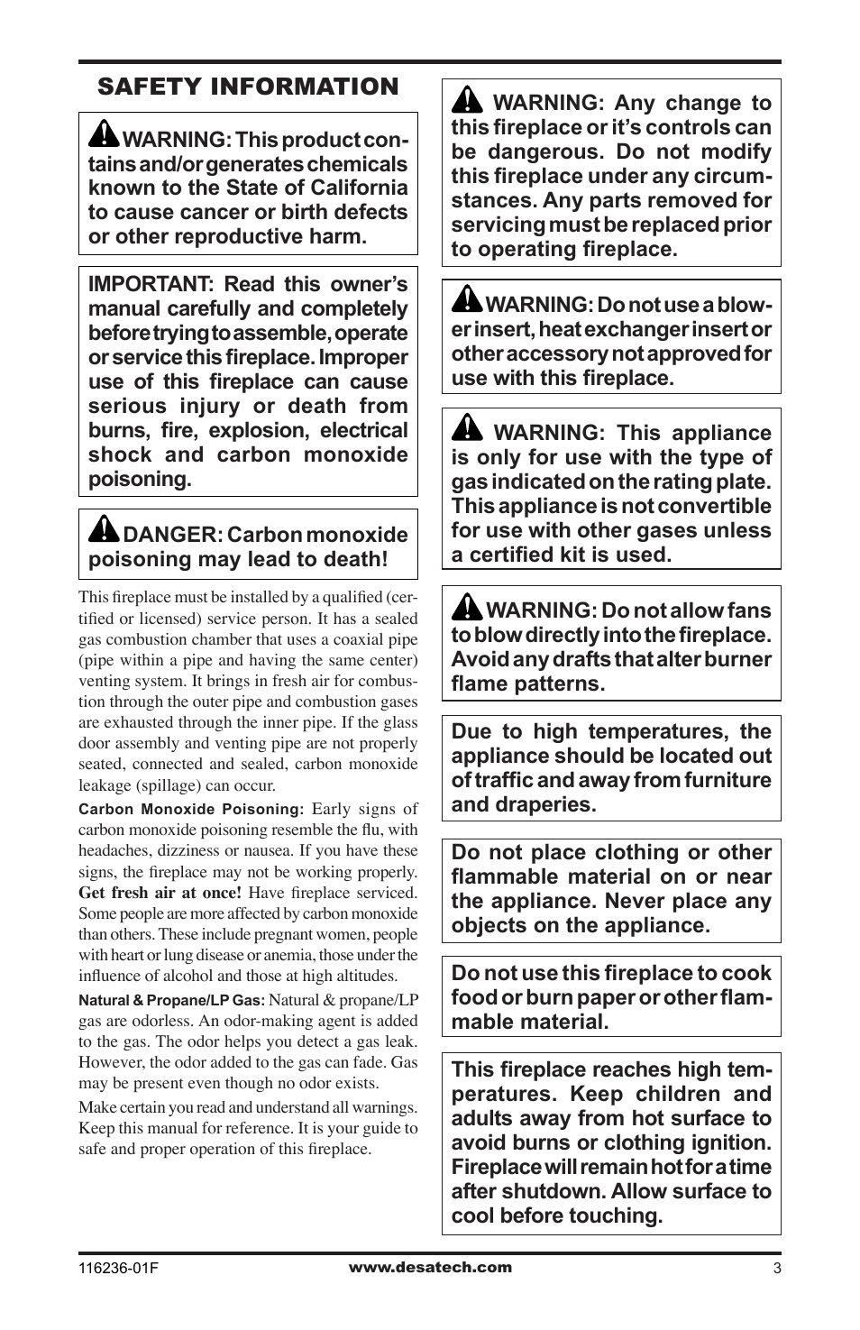 Safety information | Desa CGCDV42NR User Manual | Page 3 / 44