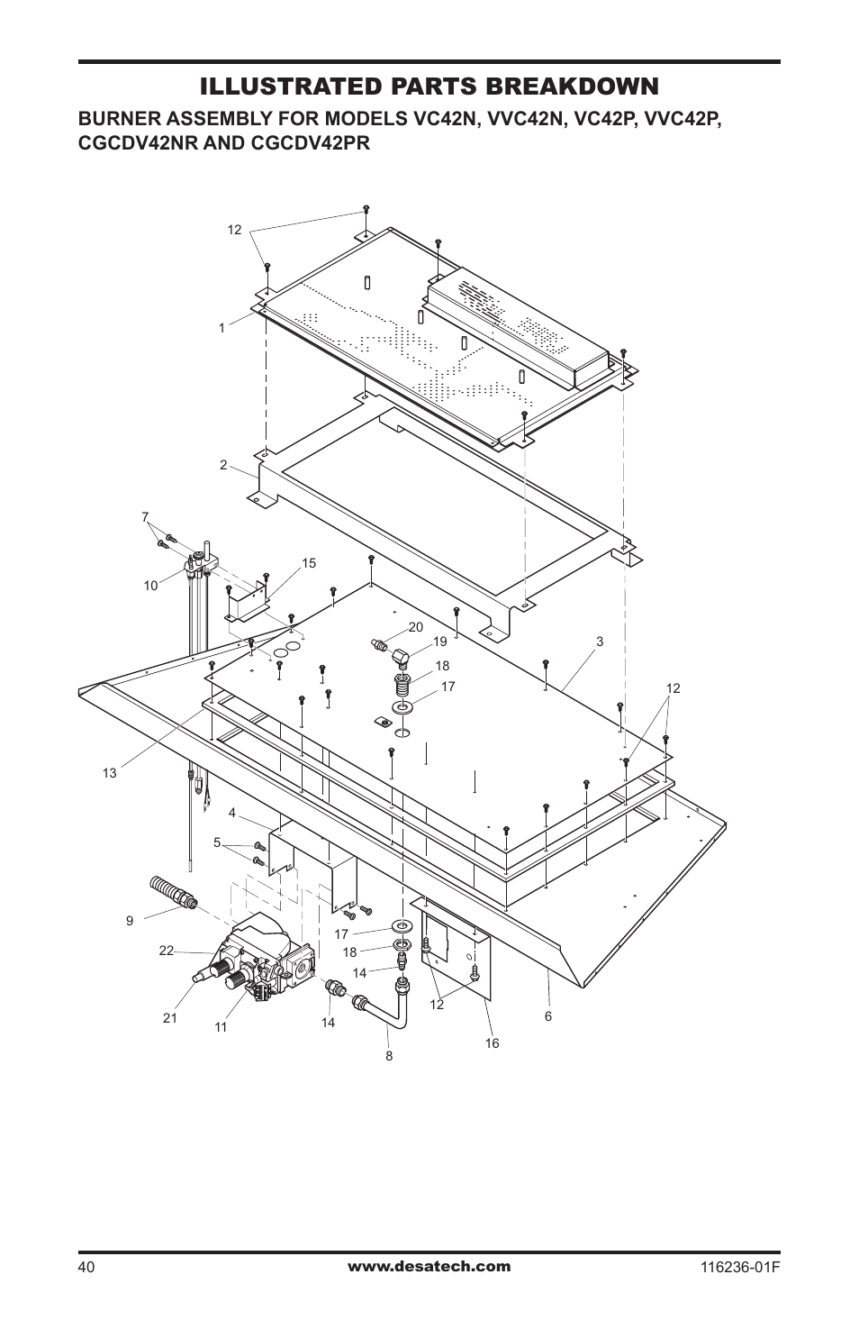 Illustrated parts breakdown | Desa CGCDV42NR User Manual | Page 40 / 44