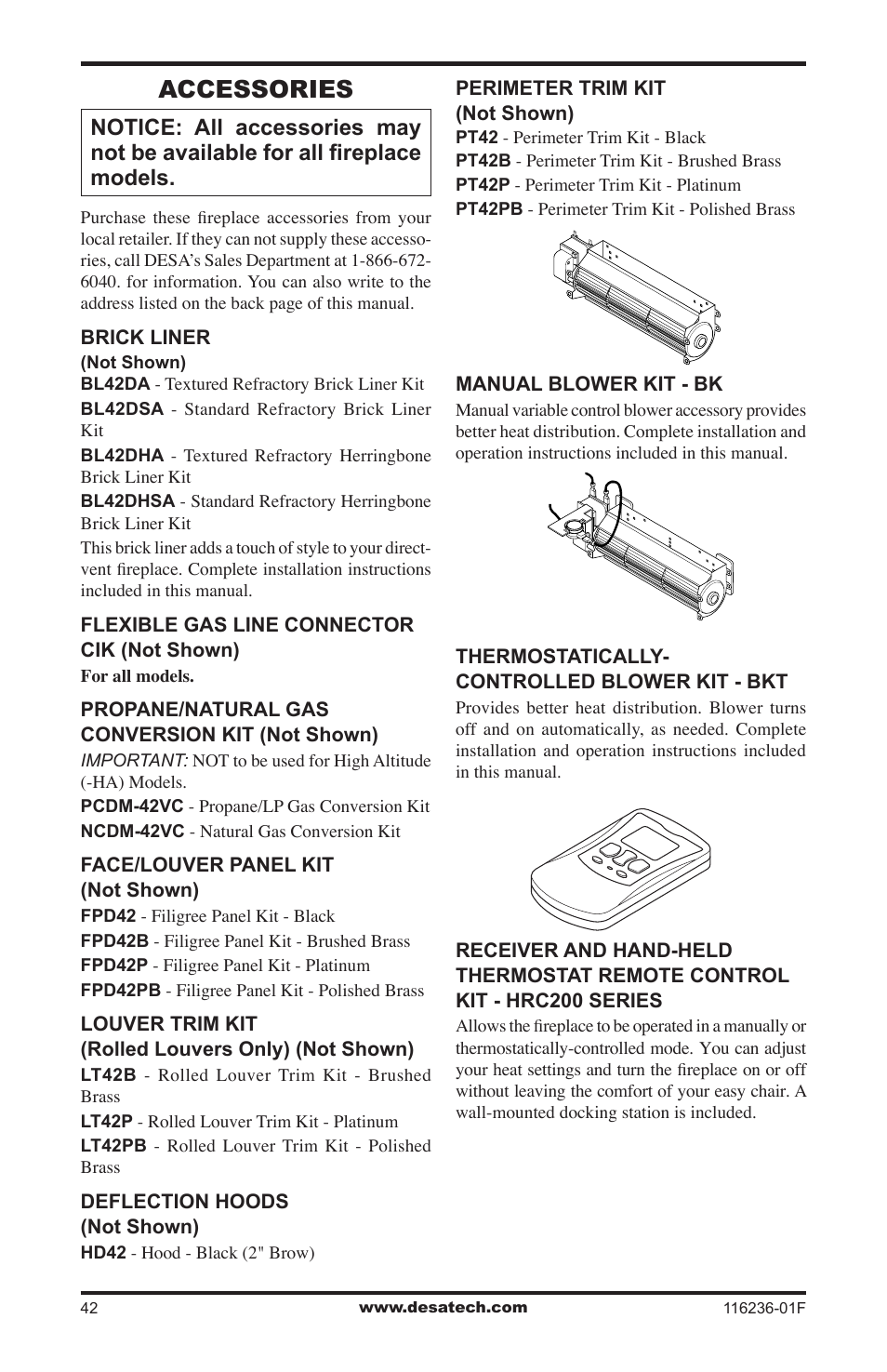 Accessories | Desa CGCDV42NR User Manual | Page 42 / 44