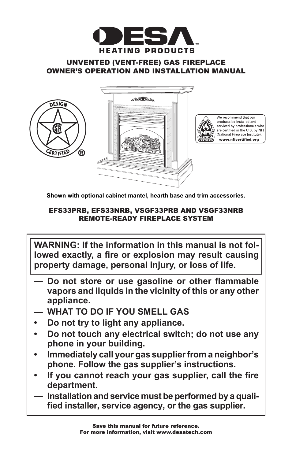 Desa EFS33PRB User Manual | 36 pages
