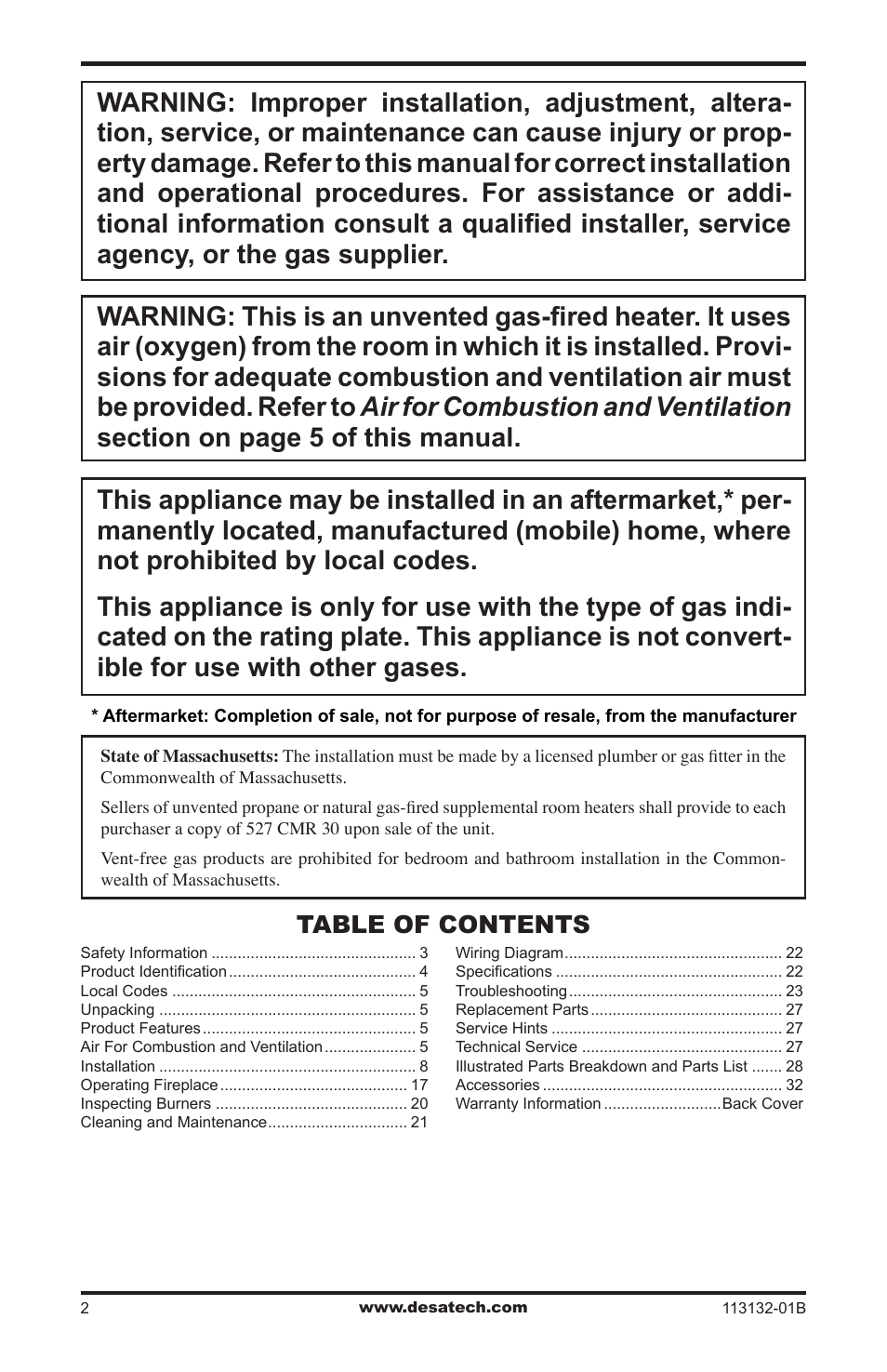 Desa EFS33PRB User Manual | Page 2 / 36