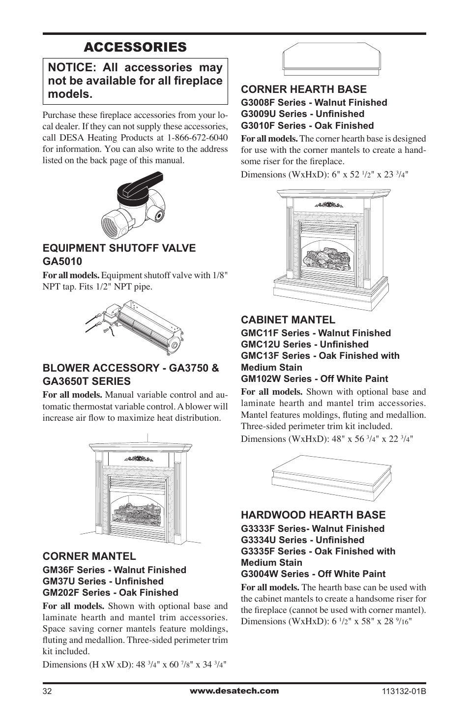 Accessories | Desa EFS33PRB User Manual | Page 32 / 36