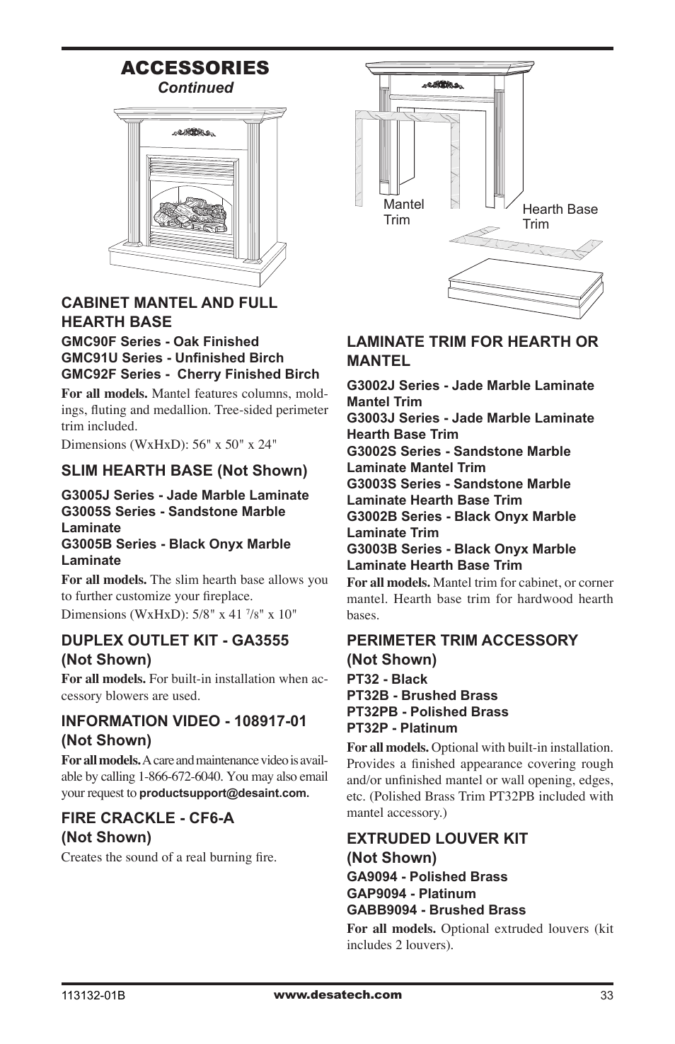 Accessories | Desa EFS33PRB User Manual | Page 33 / 36