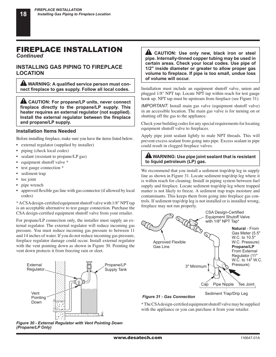 Fireplace installation | Desa (V)T32EN-A Series User Manual | Page 18 / 38