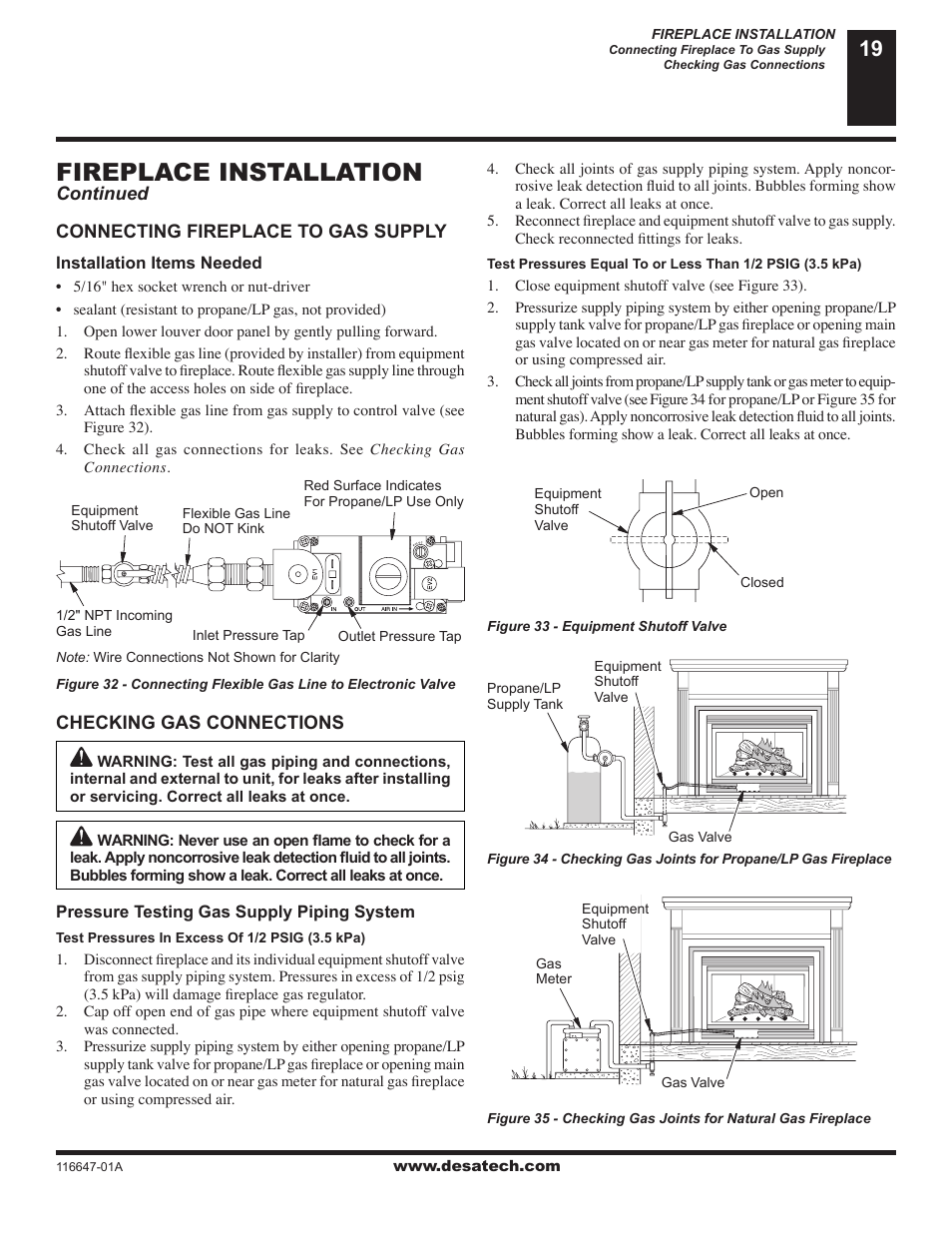 Fireplace installation | Desa (V)T32EN-A Series User Manual | Page 19 / 38