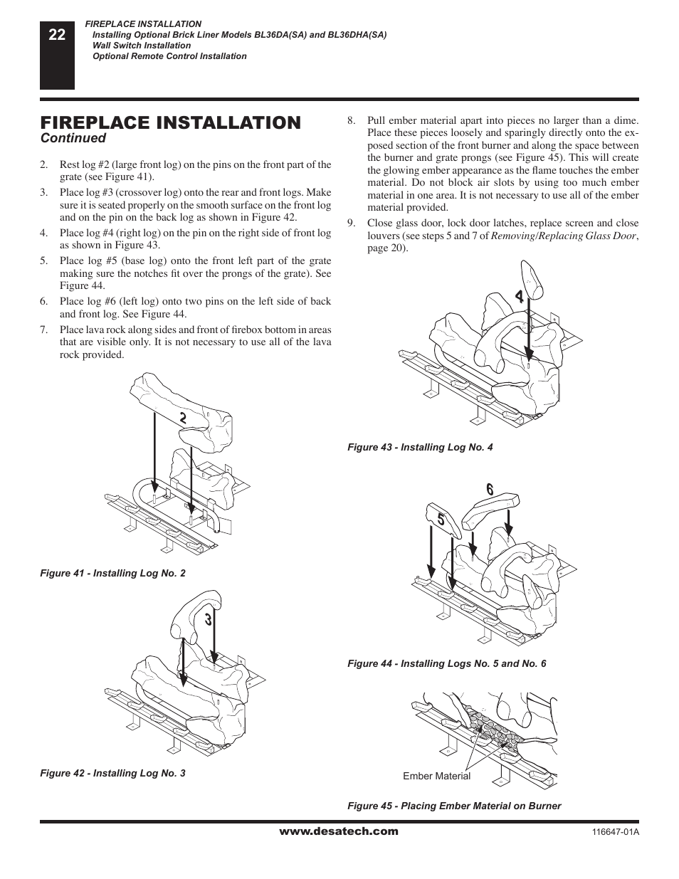 Fireplace installation | Desa (V)T32EN-A Series User Manual | Page 22 / 38
