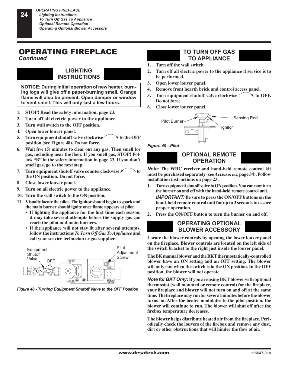 Operating fireplace | Desa (V)T32EN-A Series User Manual | Page 24 / 38