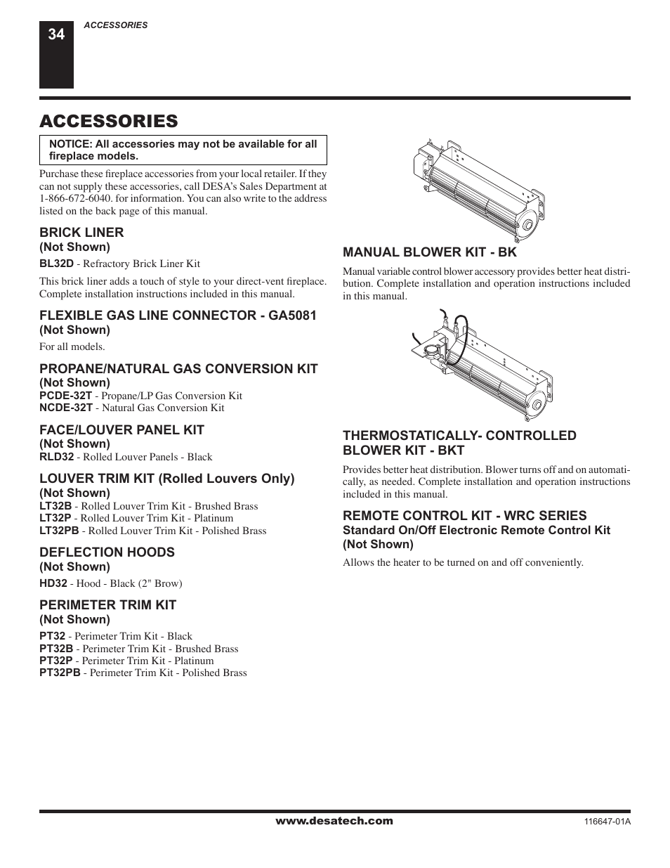 Accessories | Desa (V)T32EN-A Series User Manual | Page 34 / 38