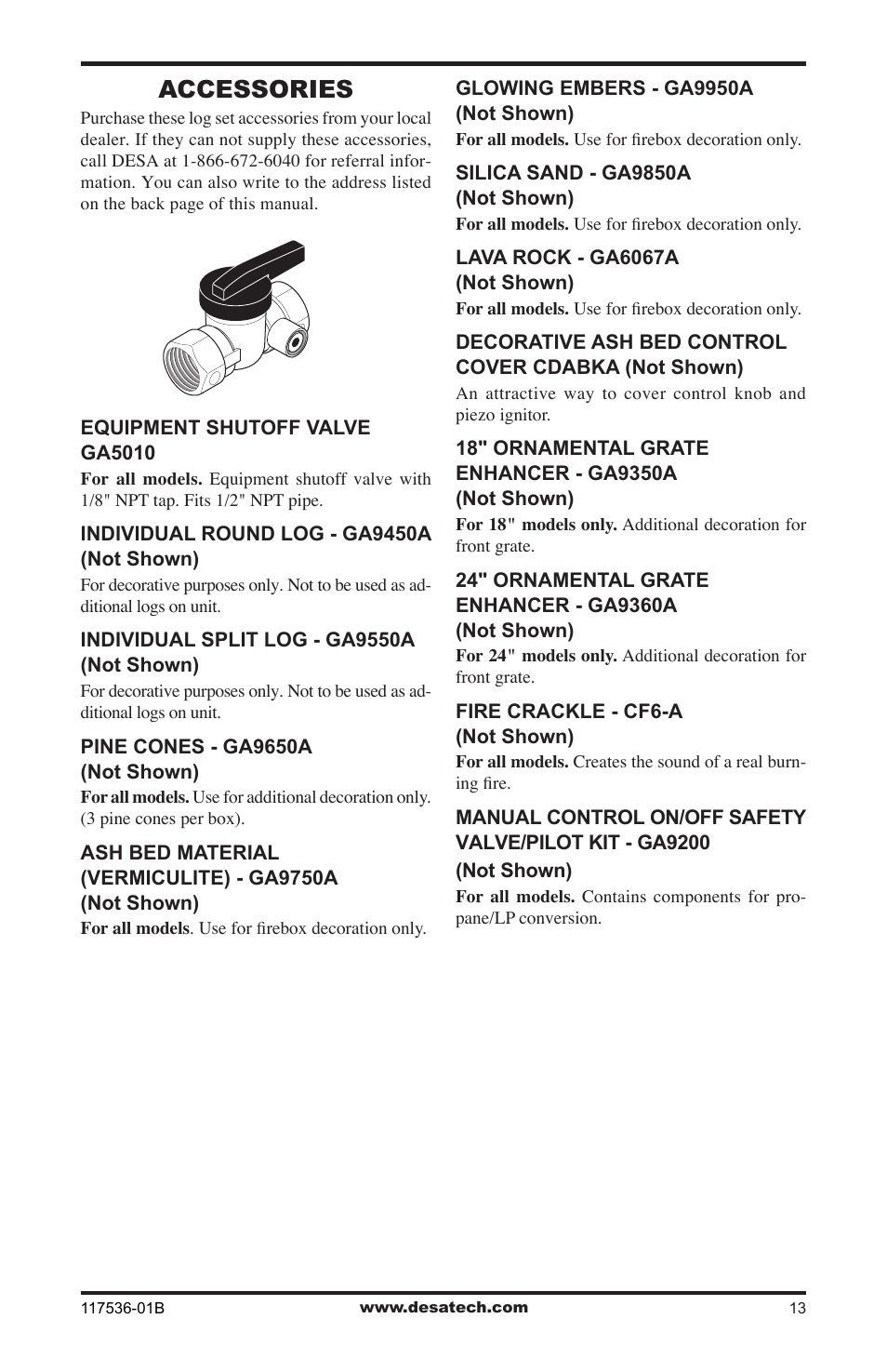 Accessories | Desa SMS24 User Manual | Page 13 / 16