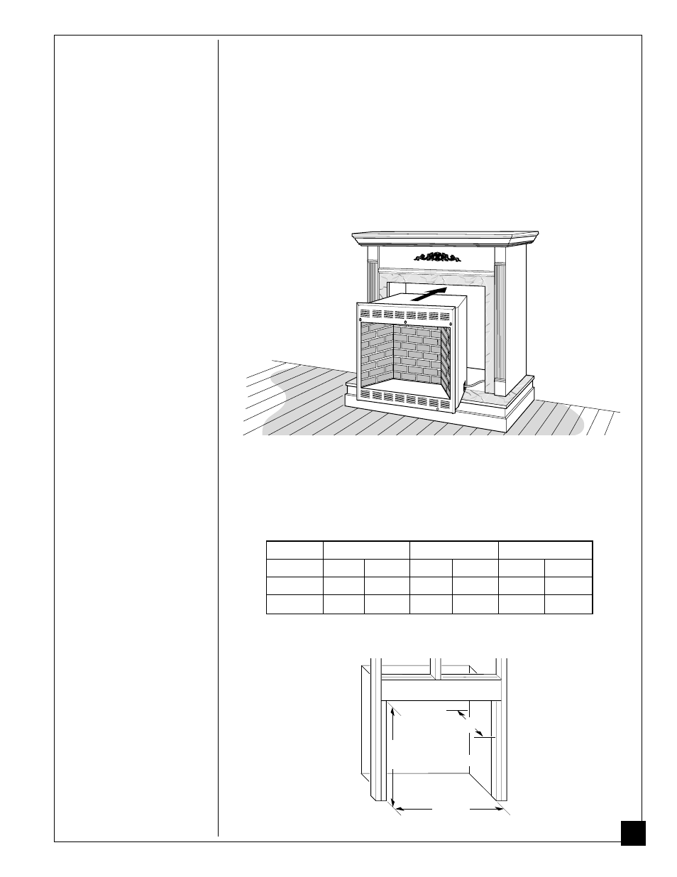 Installing, Continued, Built-in firebox installation | Desa FB32C User Manual | Page 17 / 28
