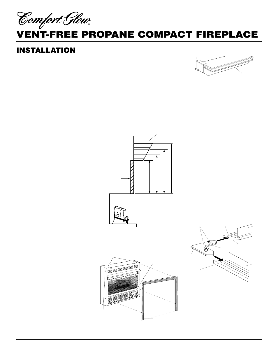 Vent-free propane compact fireplace, Installation, Continued | Mantel clearances for built-in installation, Optional mantel installation | Desa CGCF26PRA User Manual | Page 10 / 26
