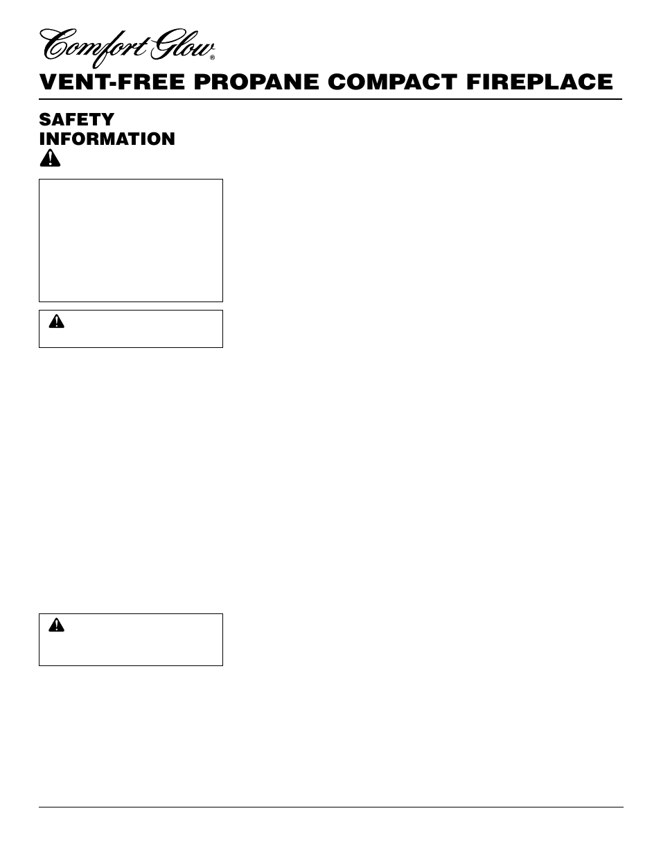 Vent-free propane compact fireplace, Safety information | Desa CGCF26PRA User Manual | Page 2 / 26