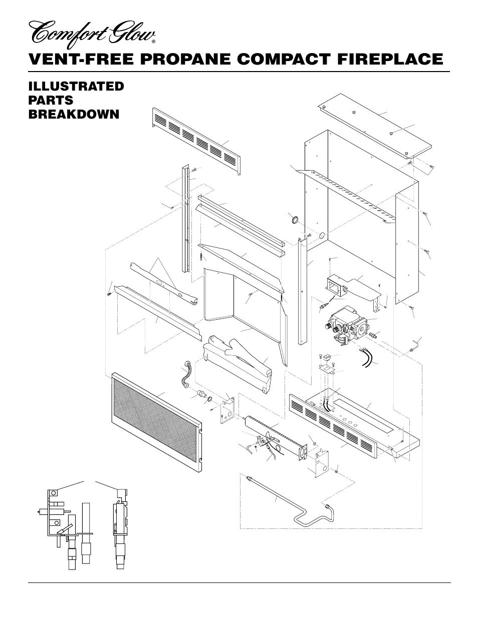 Vent-free propane compact fireplace, Illustrated parts breakdown, Cgcf26pra | Desa CGCF26PRA User Manual | Page 22 / 26