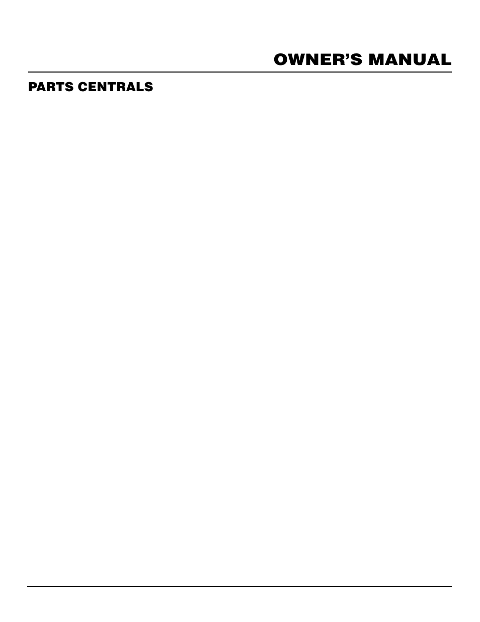 Owner’s manual, Parts centrals | Desa CGCF26PRA User Manual | Page 25 / 26