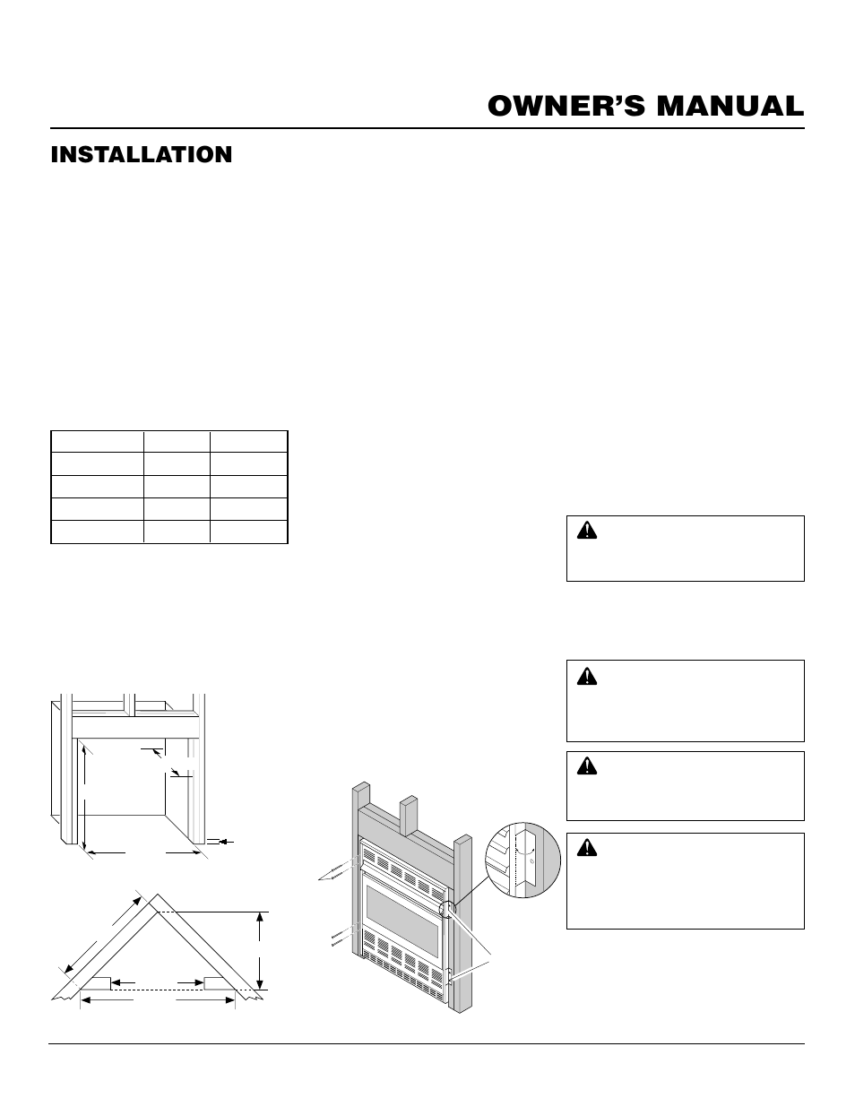 Owner’s manual, Installation, Continued | Built-in fireplace installation | Desa CGCF26PRA User Manual | Page 9 / 26